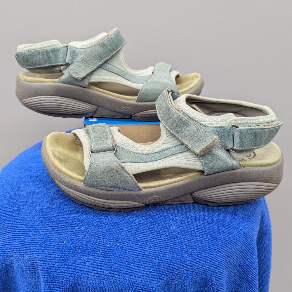 Mephisto Sandals Womens EU39 Slingback Light Blue Leather Causal Stretch Walkers - Picture 5 of 7